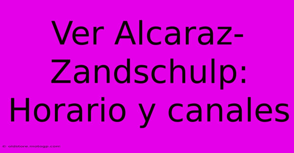 Ver Alcaraz-Zandschulp: Horario Y Canales