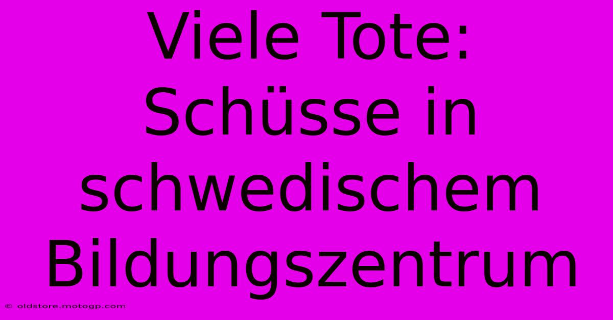 Viele Tote: Schüsse In Schwedischem Bildungszentrum