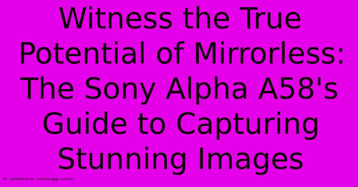 Witness The True Potential Of Mirrorless: The Sony Alpha A58's Guide To Capturing Stunning Images