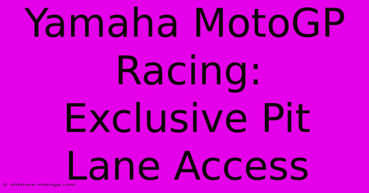 Yamaha MotoGP Racing:  Exclusive Pit Lane Access