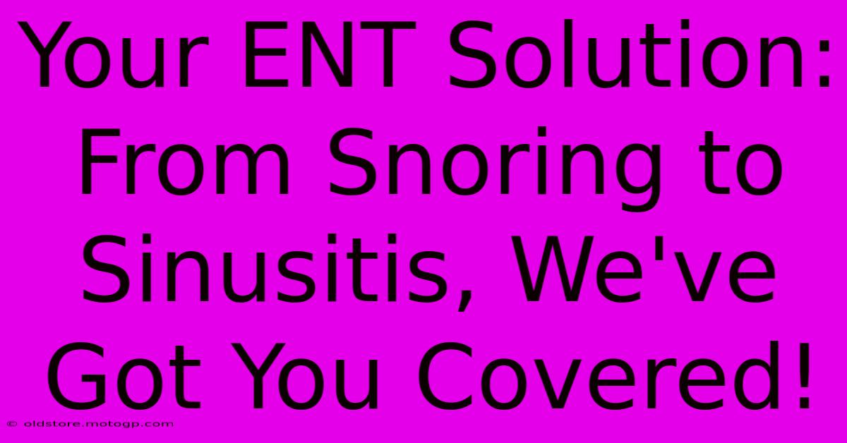 Your ENT Solution: From Snoring To Sinusitis, We've Got You Covered!