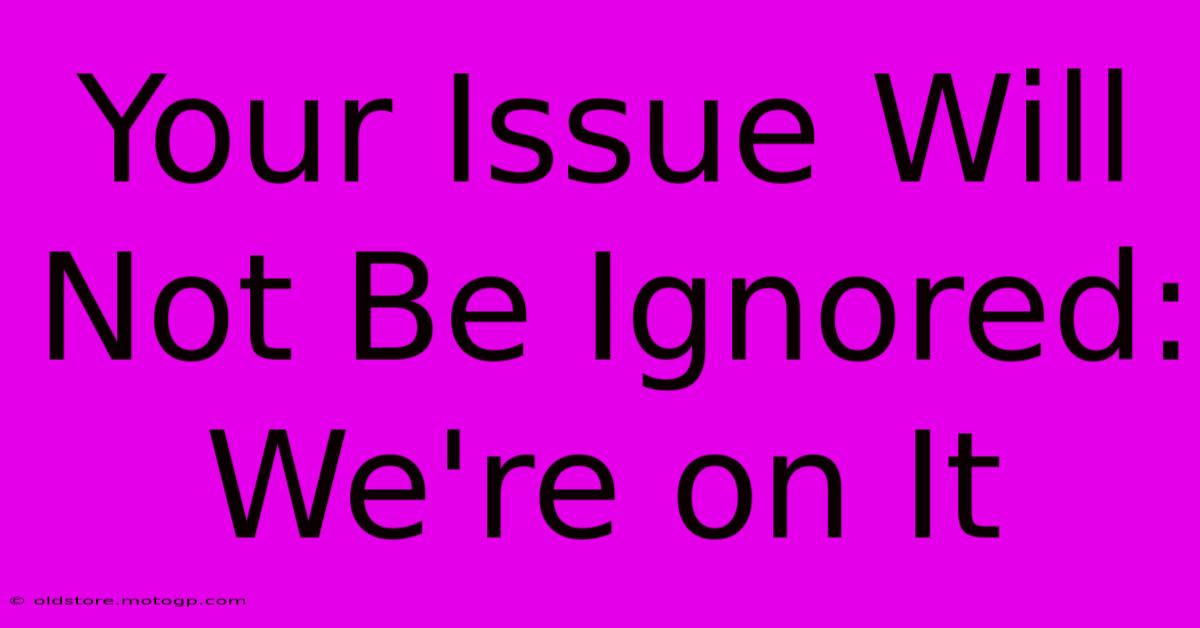 Your Issue Will Not Be Ignored: We're On It